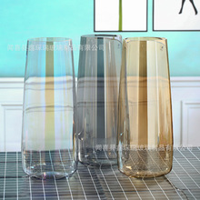 现代简约特大号富贵竹极光幻彩玻璃花瓶 水养插花客厅落地ins摆件