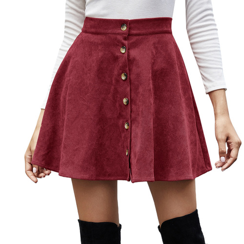 -82285# Women's Fashionable Retro Corduroy High-Waisted Skirt in European & American Style