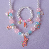 Round beads, cartoon acrylic accessory, children's necklace and bracelet, set, European style