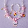 Round beads, cartoon acrylic accessory, children's necklace and bracelet, set, European style