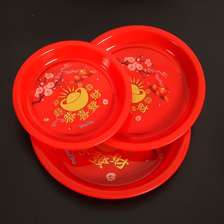 Wholesale Traditional Plastic Products Red Plastic Plate Wedding Festival Supplies Red High Side Plate Wholesale Traditional Plastic Products Red Plastic Plate Wedding Festival Supplies Red High Side Plate
