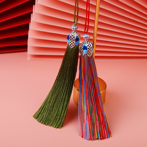 Runsu tassel 8cm cloisonne tassel blue hat crown tassel mobile phone diy hanfu bookmark sachet hanging tassel