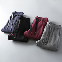 100%棉 加绒加厚！外单男mao工厂简标尾货休闲裤男冬宽松直筒卫裤