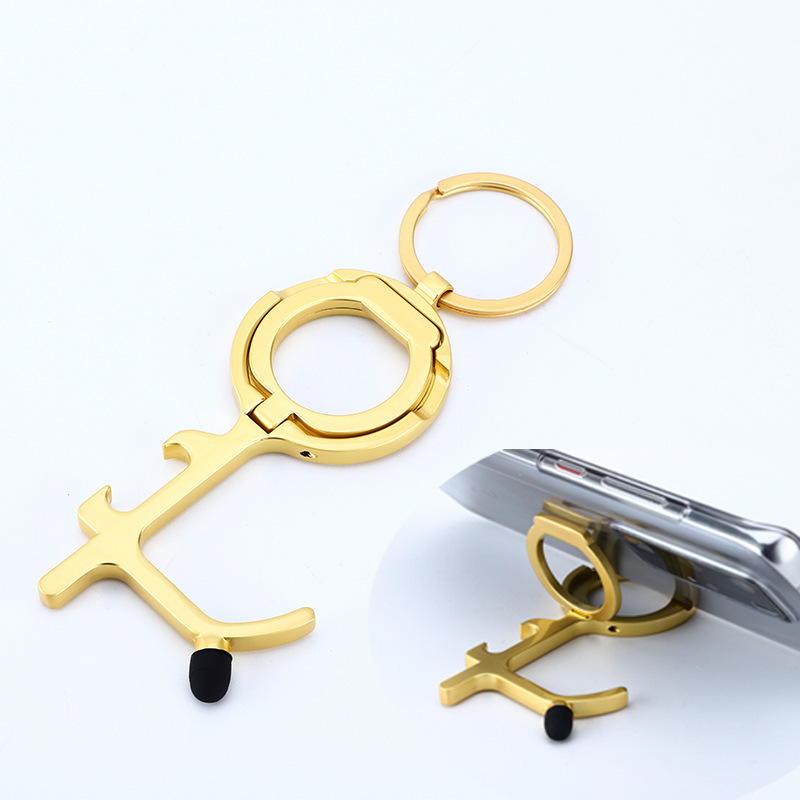 Customized Zinc Alloy Contactless Door Opener Touch Screen Keychain Door Opener Button Press Elevator with Mobile Phone Holder Customized Zinc Alloy Contactless Door Opener Touch Screen Keychain Door Opener Button Press Elevator with Mobile Phone Holder