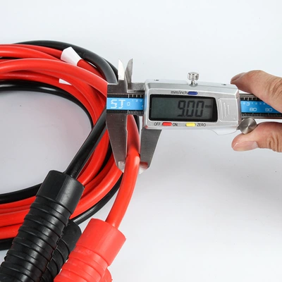 Car on the line of fire battery cable is fully