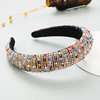 Woven sponge headband handmade with beads, hair accessory for face washing, European style, Korean style, simple and elegant design