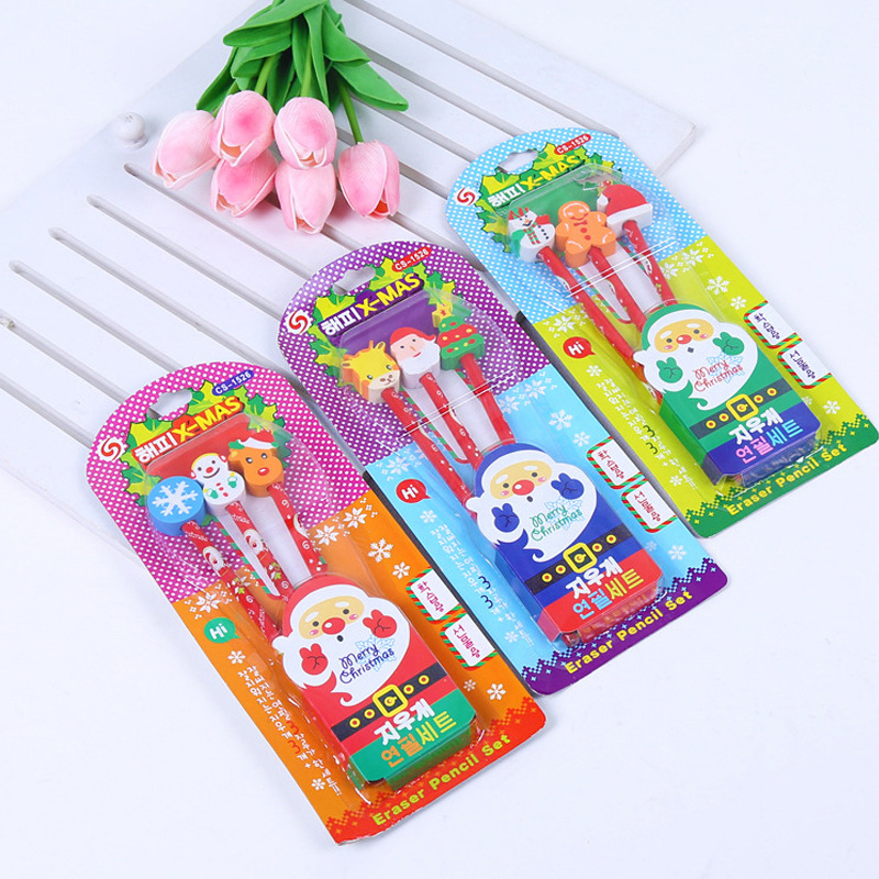 Navidad lápiz pintura dibujos animados borrador estudiante escritura HB lápiz niños papelería boceto pluma fábrica al por mayor