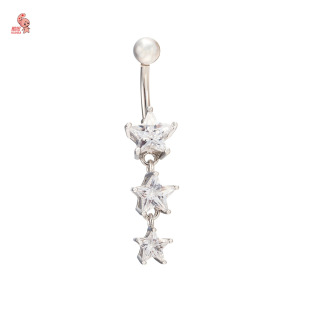 European and American fashion belly button nail medical steel five-pointed star belly button ring human body puncture accessories EBAY belly button