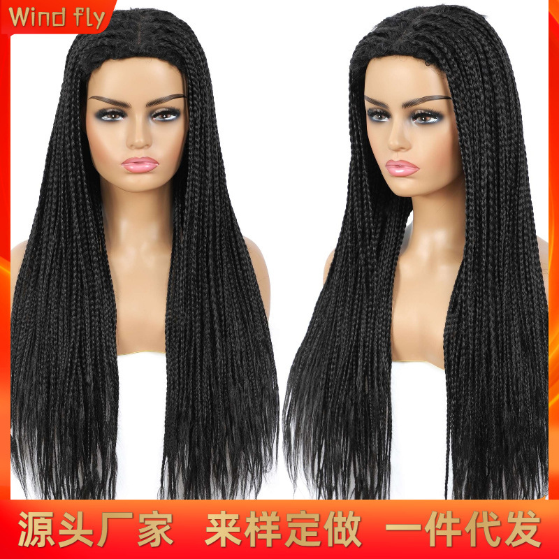 Three-strand Braid Wig African Headgear Scalp Imitation Lace Headgear Elastic Inner Mesh Low Temperature Flame Retardant Silk 26 "Braid Hair