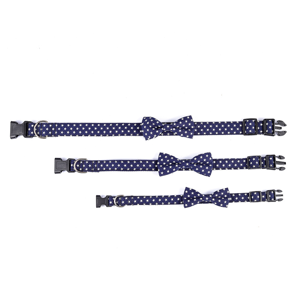 Fábrica de puntos transfronterizos nuevos collares de arco de algodón pentagonal para perros collares de mascotas