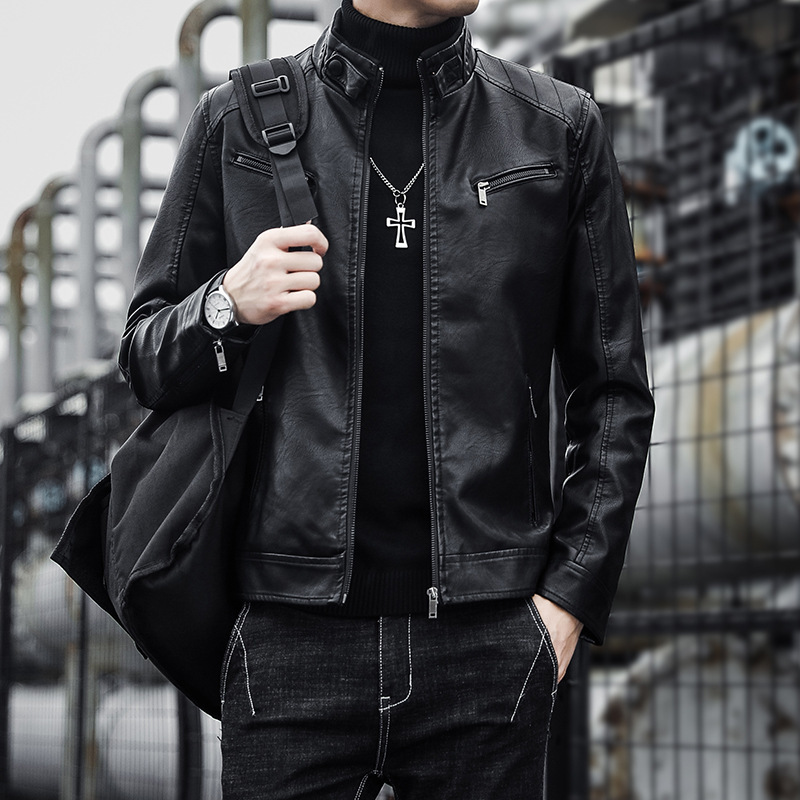 Spring Men's Motorcycle Leather Jacket Winter Jacket Korean Style Slim Fashiony Handsome Youth Casual PULeather Top