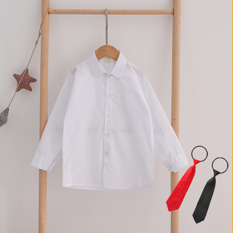 Estudiantes de primaria y secundaria camisa blanca para niños camisa blanca para niñas camisa blanca para niños de manga larga transpirable que absorbe el sudor