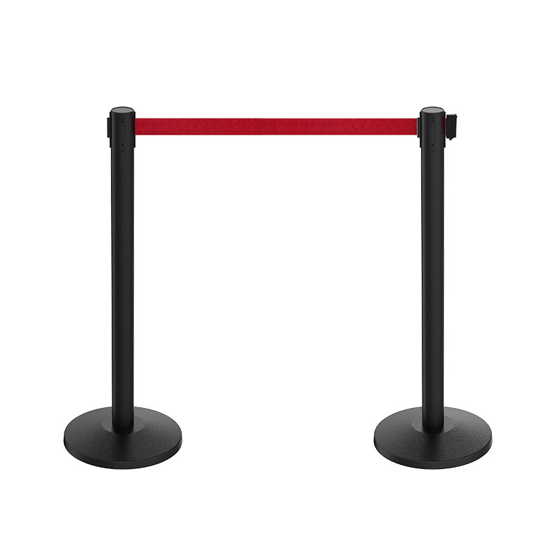 Valla de línea de advertencia de acero inoxidable Línea de un metro Cinturón de aislamiento telescópico Base de barandilla Columna de cola de Banco Barandilla negra