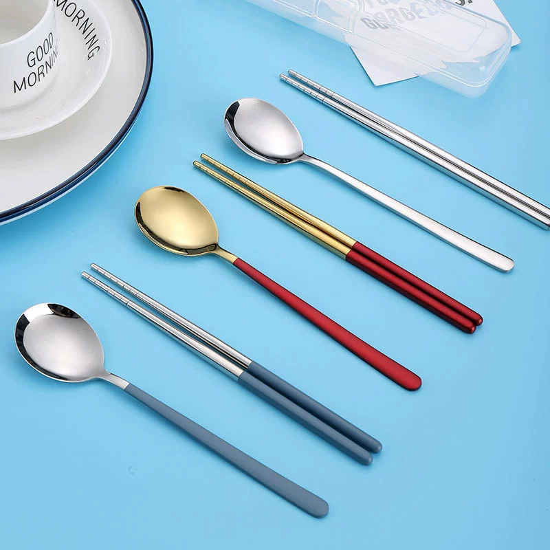 Portable set for elementary school students stainless steel, piano, tableware