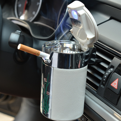 Car ashtray bracket car luminous ashtray creative covered LED light air outlet hanging interior supplies
