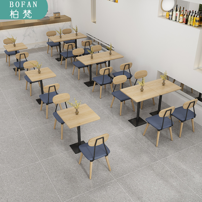 Madera maciza tema occidental restaurante cubierta de la pared de cuero restaurante cafetería cantina té restaurante sofá mesa y silla combinación