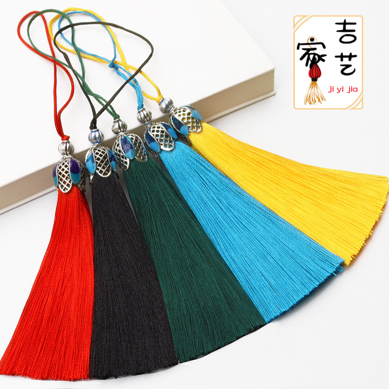 Cloisonne vertical anti-wrinkle Ice Silk Tassel Galan Crown alloy hanging tassel mobile phone case pendant pendant ornaments wholesale