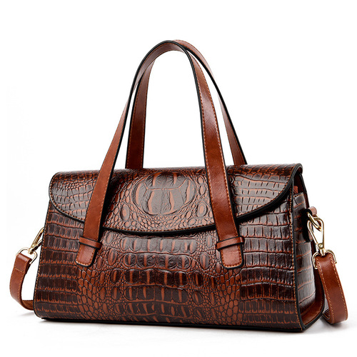 Bags for women  new European and American fashion crocodile pattern handbags Boston pillow bag trendy hand shoulder bag