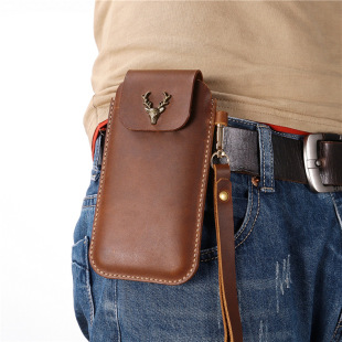 Suitable for Huawei P60Pro construction site hanging waist bag P60Art genuine leather case cross-border small bag support one-piece delivery