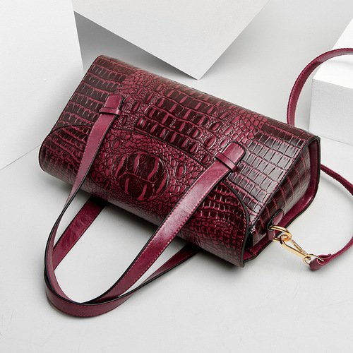 Bags for women  new European and American fashion crocodile pattern handbags Boston pillow bag trendy hand shoulder bag