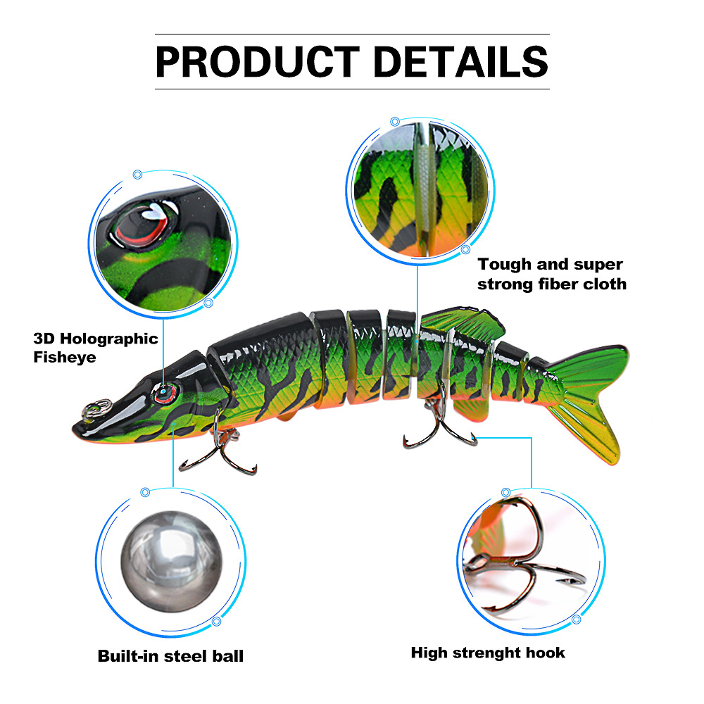 Luya cebo multi-Sección pescado ocho-Sección 12.6 cm20g6 # gancho cebo duro biónico multicolor cebo falso Comercio exterior al por mayor