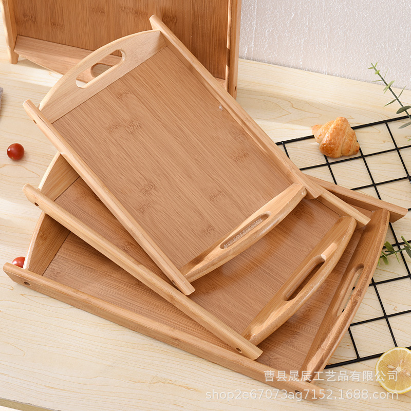Bandeja de madera de estilo japonés bandeja de bambú rectangular mango de bambú bandeja de té bandeja de comedor bandeja de barbacoa bandeja de té de hotel