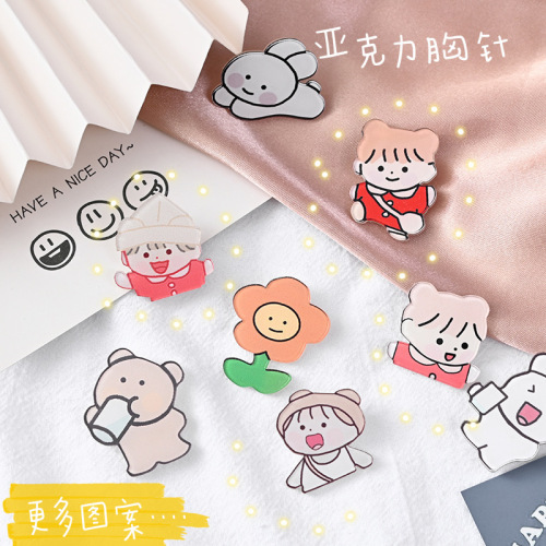 Ins style fashionable acrylic brooch student cute cartoon badge personalized bag decoration Japanese pin
