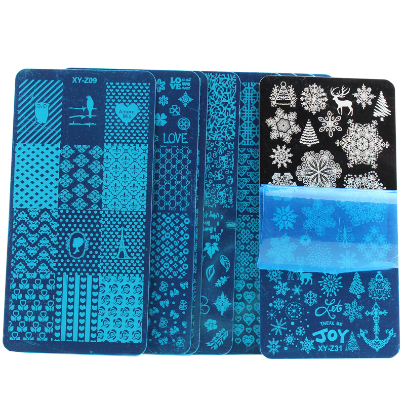 Plantilla de impresión de uñas transfronteriza DIY película Azul Impresión de uñas esmalte de uñas pintado placa de acero XY-Z32