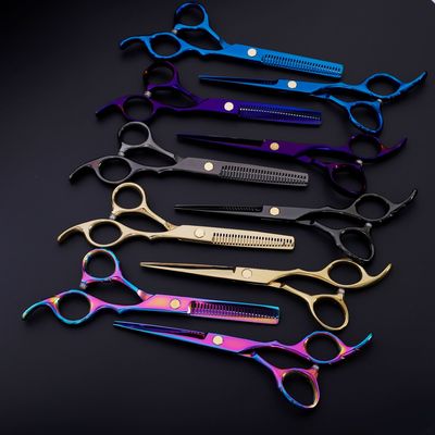 wholesale colour Colorful Scissors major Hairdressing tool vacuum Coating household scissors suit