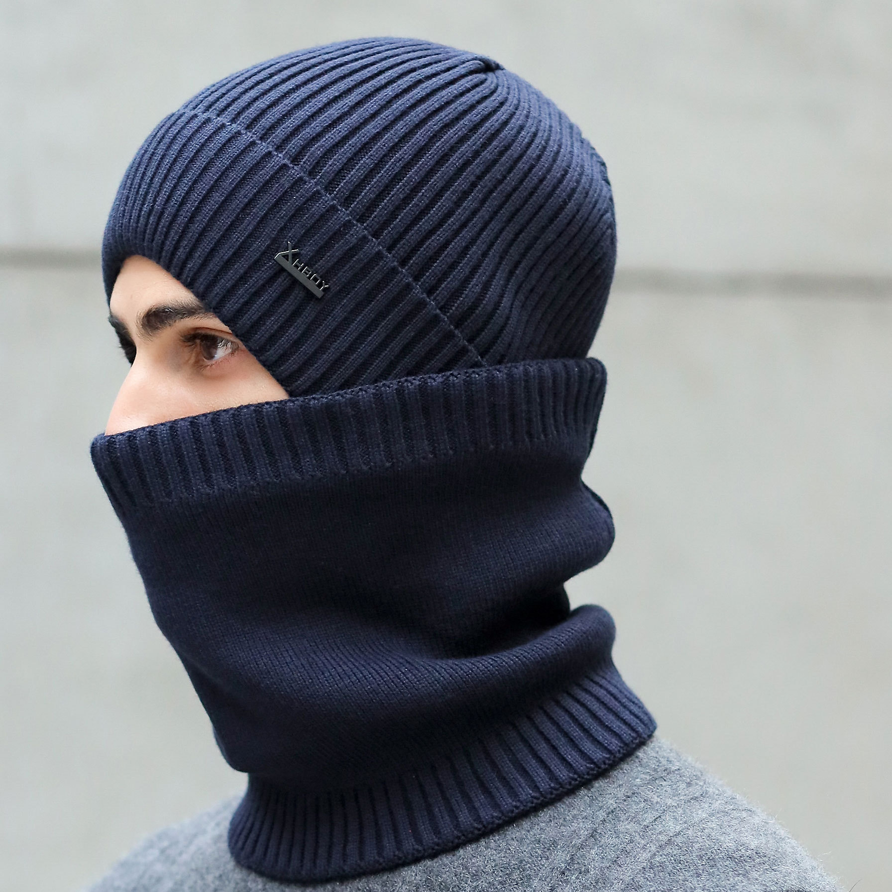 Nieuwe gebreide wollen muts volledig gesloten, volledig gesloten winter verdikte wollen pullover muts_voghion.com