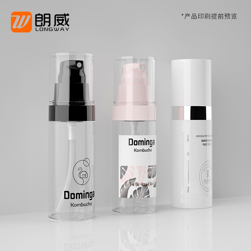 30ml-100mlPETG botella de aerosol de cabeza plana botella de aerosol de plástico transparente botella de aerosol de material de embalaje de cosméticos