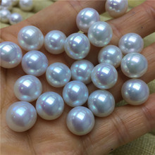 diy11-12mm淡水珍珠裸珠有核强光媲美日本akoya正圆微瑕 散珠颗粒