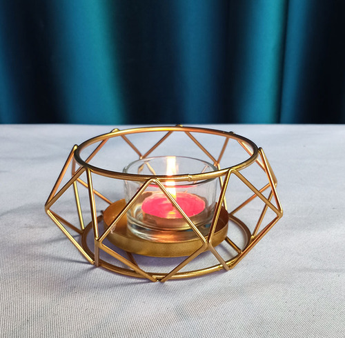 Factory direct sales iron candlestick lace candlestick wind lamp horse lantern iron spray gold iron wire candlestick home metal ornaments