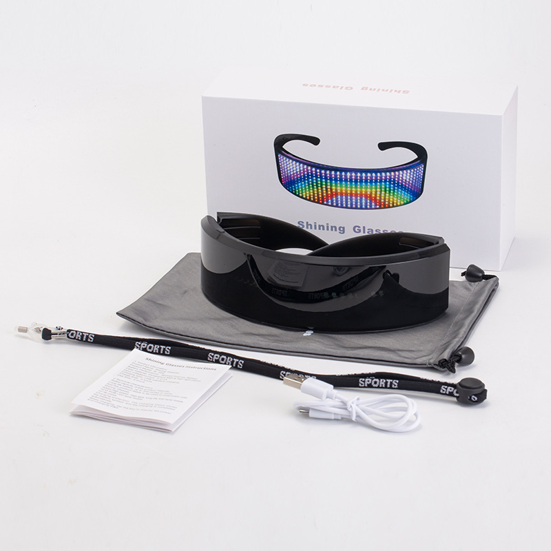 Gafas LED luminosas con carga Bluetooth, patrón dinámico personalizable por APP, estilo bar/disco