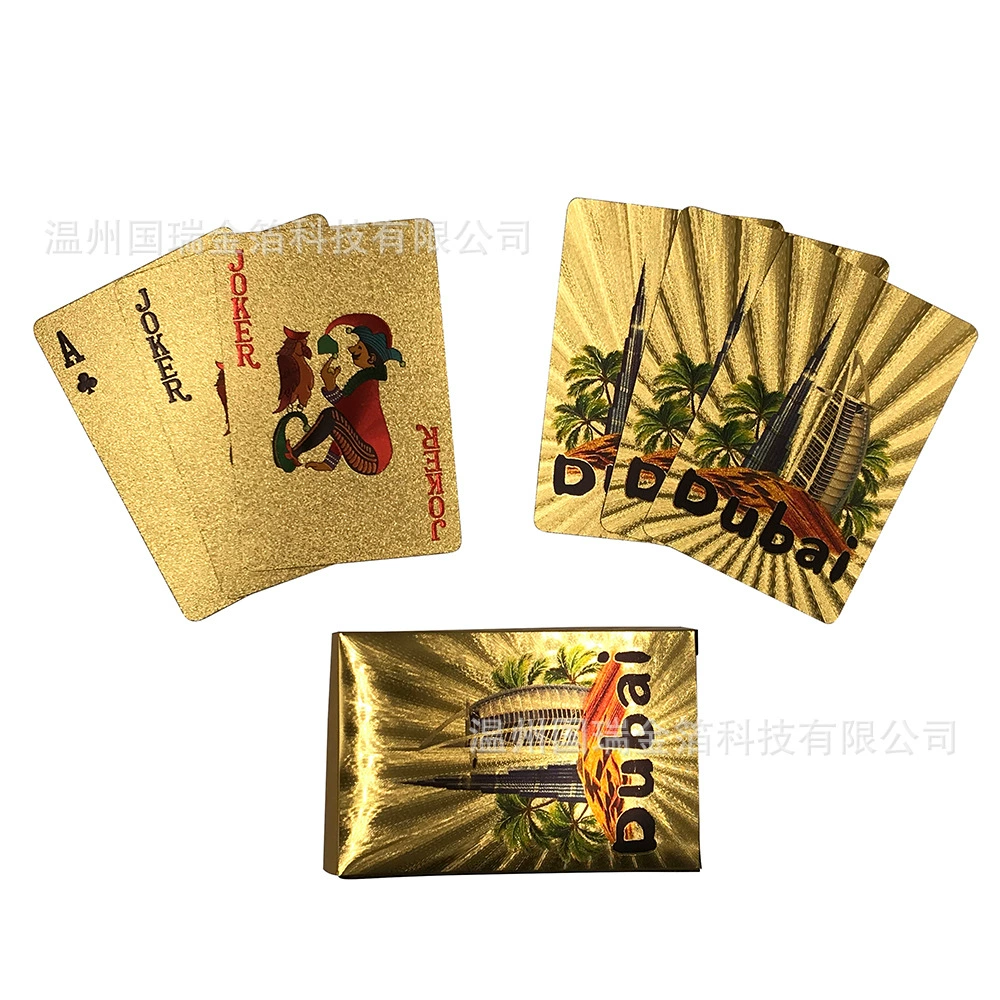 Покер из золотой фольги Дубай Внешняя торговля игральные карты из золотой фольги ПЭТ водонепроницаемый покер для местных героев золотой покер
