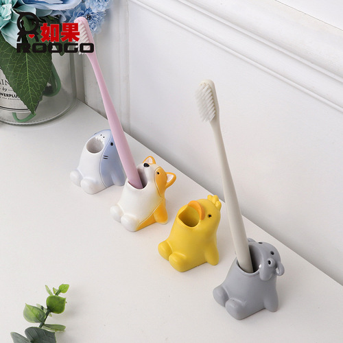Cute cartoon animal toothbrush holder creative home decoration bathroom toothbrush rack storage small ornaments