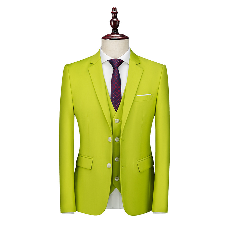 Men's Clothing Solid Color Two Button Suit Three Piece Wedding Dress Business Casual Suit _voghion.com