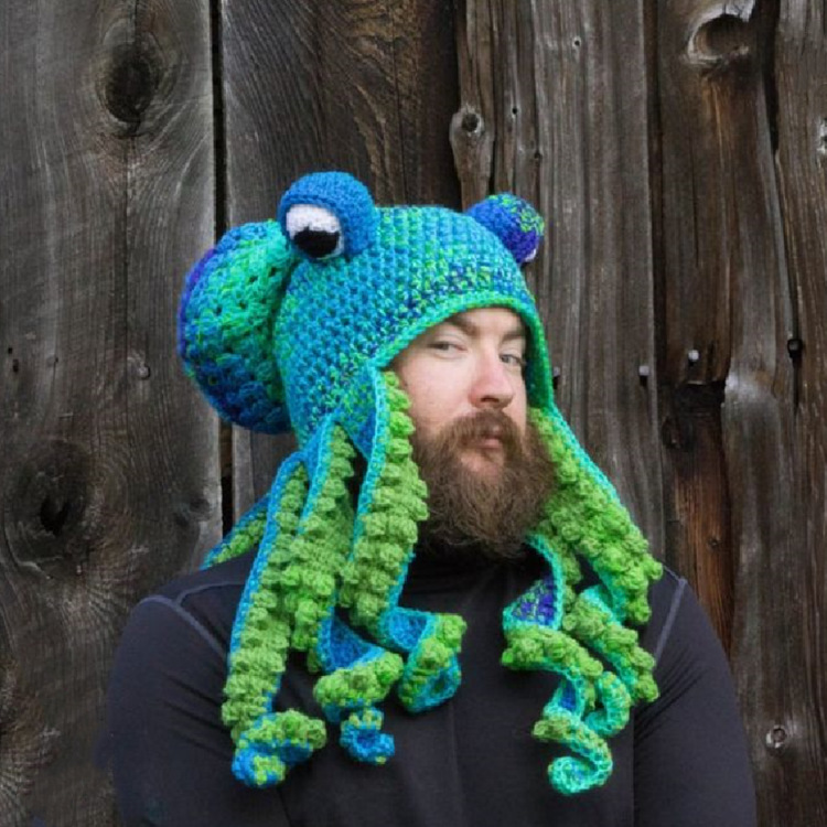 Amazon comercio exterior nueva fiesta transfronteriza para adultos Tricky Funky Octopus Head Sombrero de pulpo de ganchillo