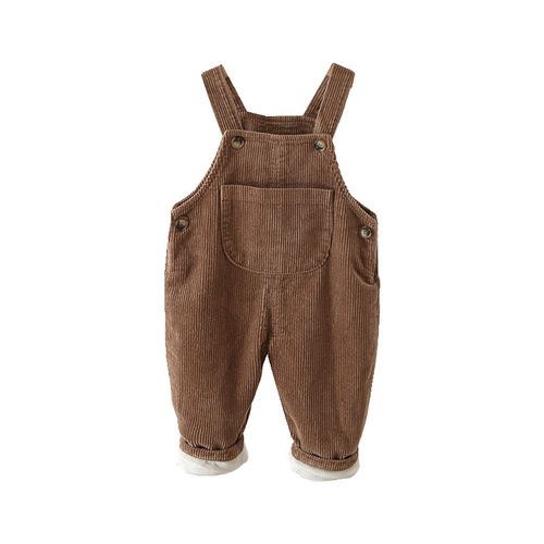 Cross-border children's clothing children's overalls  winter style 0-3 years old baby corduroy plus velvet warm overalls