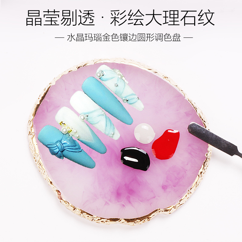 Paleta redonda de resina de ágata para manicuras transfronterizas herramientas de tablero de visualización de manicuras