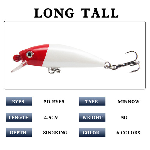 Lure Minnow New Model Lure 4.5cm/3g Submerged Fake Baits for Pike and Perch Fish Attractants Simulation Fishing Baits