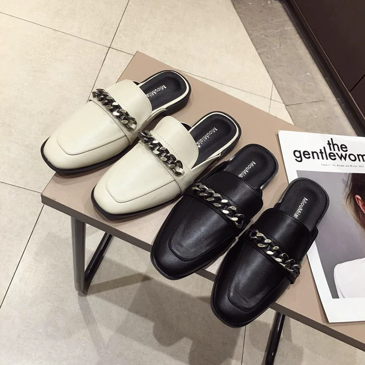 2023 Весна и осень Новые европейские и американские модные тапочки для внешней торговли в Интернете Популярная универсальная сеть Baotou Плоские тапочки 41 размера