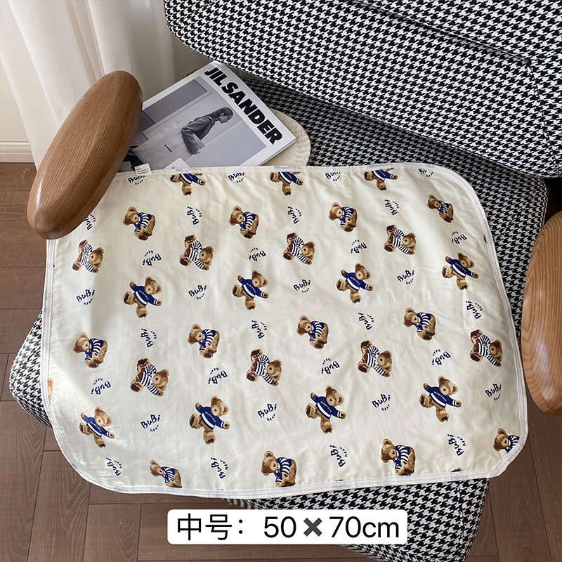 INS lindo oso tía pad dormitorio almohadilla menstrual Algodón puro lavable período fisiológico a prueba de fugas a prueba de orina colchón para niñas