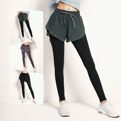 New fake two-piece slim yoga pants, spring and autumn sports pants for women, running fitness pants, stretch tight yoga pants for women