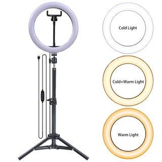 Ring light网红相机直播落地三脚架10led26cm手机自拍美颜环形