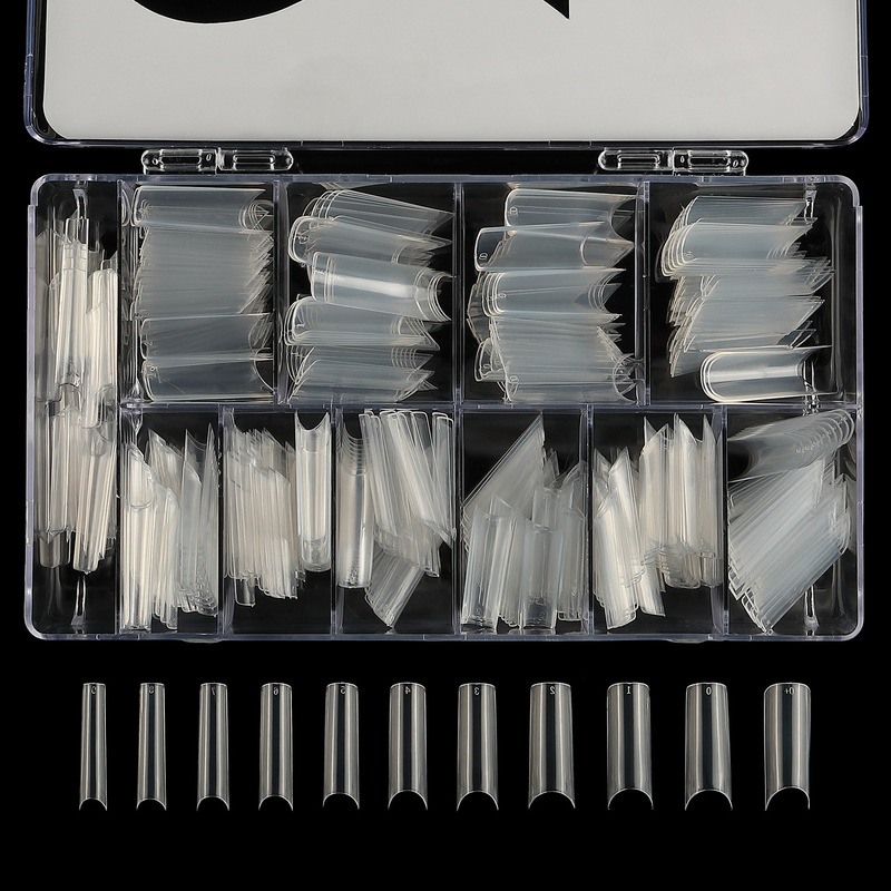 Manicure Finished C- shaped Nail Piece Bamboo Barrel Nail Piece Long Water Pipe Patch French Nail Piece 550 Boxed Fake Nail