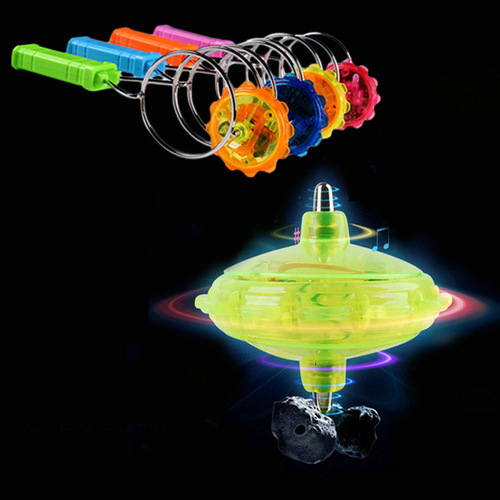 Imitation wood gyroscope electronic colorful light-up with music rotating transmitter flash electric toy stall supply hot sale