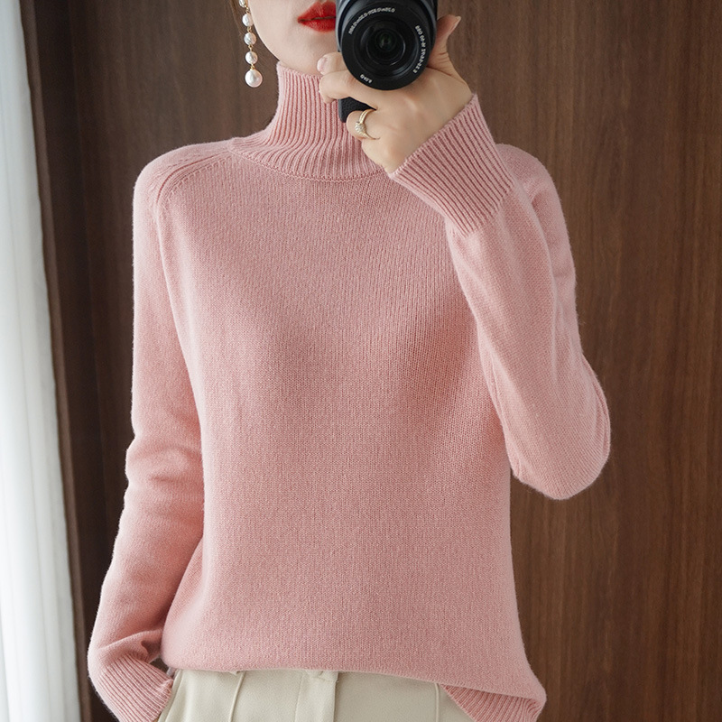 Autumn and Winter New Women's Turtleneck Sweater Short Thickened Korean-style Inner Half-turtleneck Knitted Inner Base Knit Sweater for Women