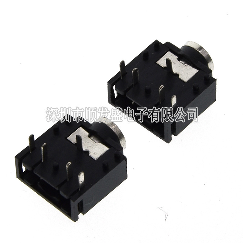 PJ-3F07耳机插座 3.5音频插座 5脚直插 铜头 3.5耳机母座 PJ-307