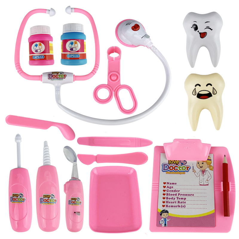 Qizhi para niños jugar a la casa Doctor herramientas médicas herramientas dentales traje Doctor juguetes de rol